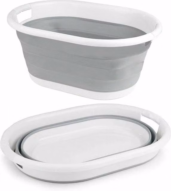 EONLION Collapsible Folding Laundry Basket with Handles in Grey, 100 cm – 1