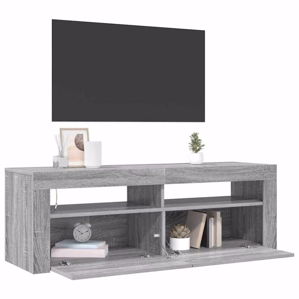 Berkfield Home Modern Grey Sonoma TV Cabinet with Integrated LED Lighting W/D/H: 120 x 35 x 40 cm – 3