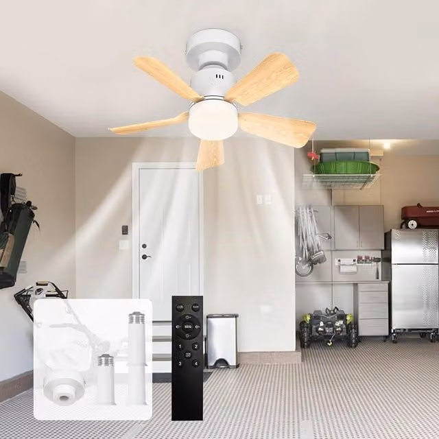 Garwarm Modern Dimmable LED Ceiling Fan with Light in White and Wood – 1