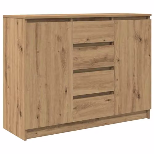 vidaXL Modern Sideboard with Drawers in Brown Artisan Oak, W/D/H: 100.5 x 35 x 76 cm
