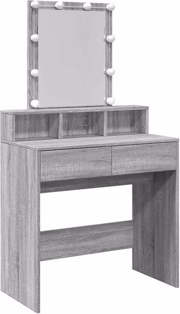 Berkfield Home LED Dressing Table in Grey Sonoma, W: 80 cm, D: 41 cm, H: 144.5 cm – 1
