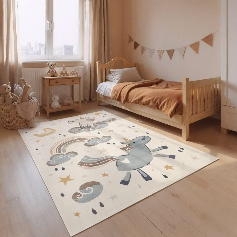 THE RUGS Adventures Kids Unicorn Round Rug in Cream and Multicolour, Diameter: 160 cm – 3