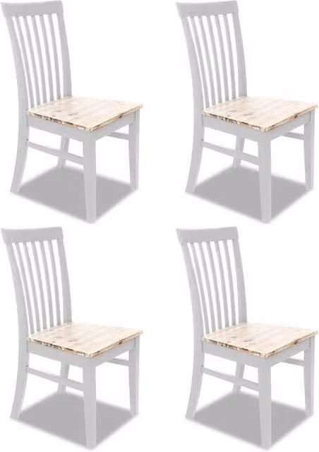 Statement Furniture Florence Highback Dining Chairs Set of 4, Acacia Wood, White