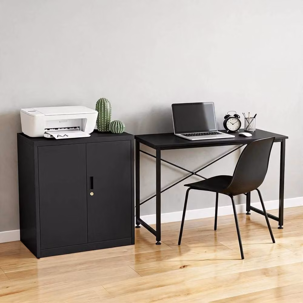 VOGREX Black Metal Locking Storage Cabinet with 2 Adjustable Shelves, W/D/H: 91.44 x 80.0 x 42.0 cm – 5