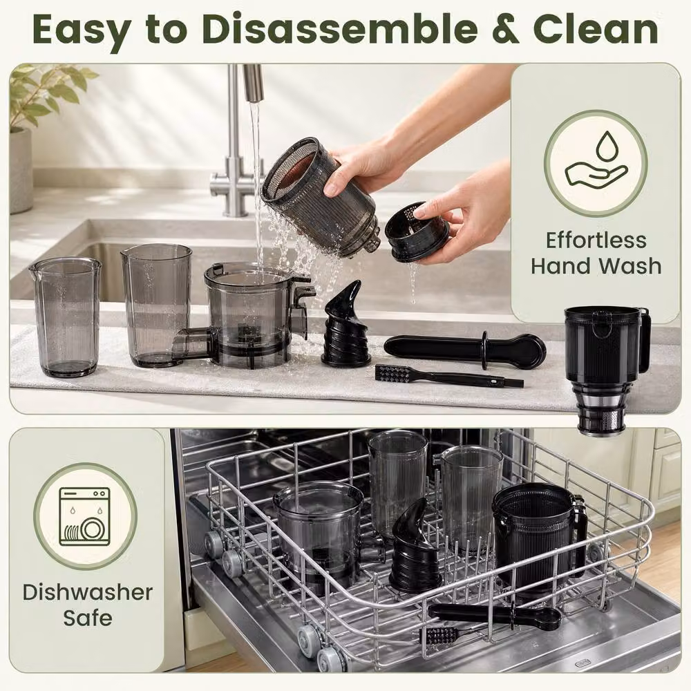 Costway Slow Juicer Machine with Dual Outlets in Black – 6