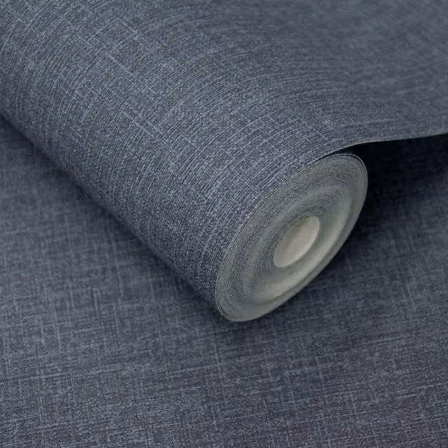 Grandeco Cirrus Plain Blue Scrubbable Wallpaper Roll