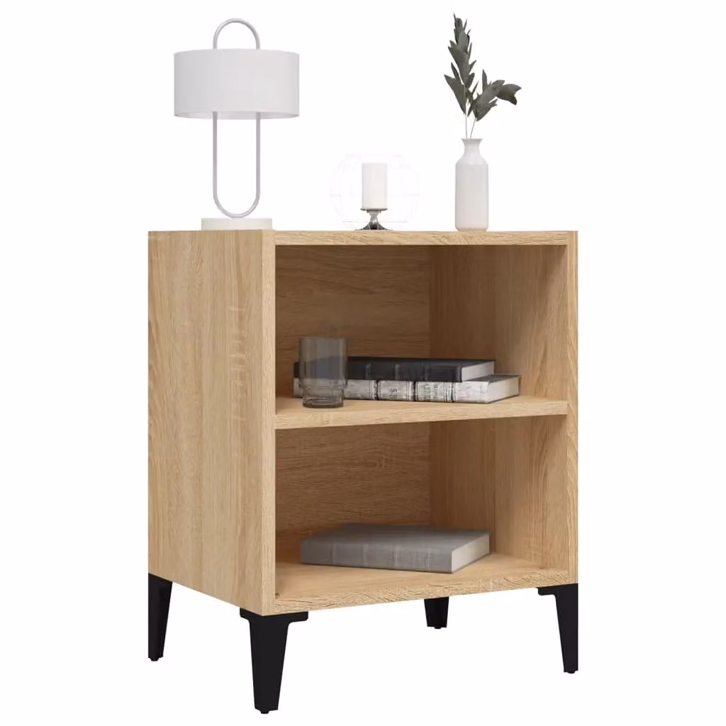 Berkfield Home Bed Cabinet in Sonoma Oak and Brown with Metal Legs, W/D/H: 40 x 30 x 50 cm – 3