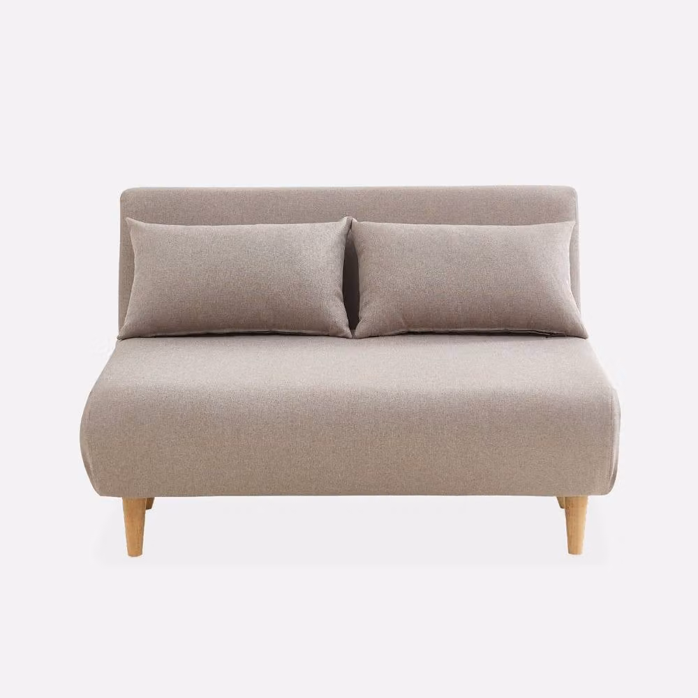 sweeek Scandi-style 2-Seater Folding Sofa Bed in Beige with Scatter Cushions – 2