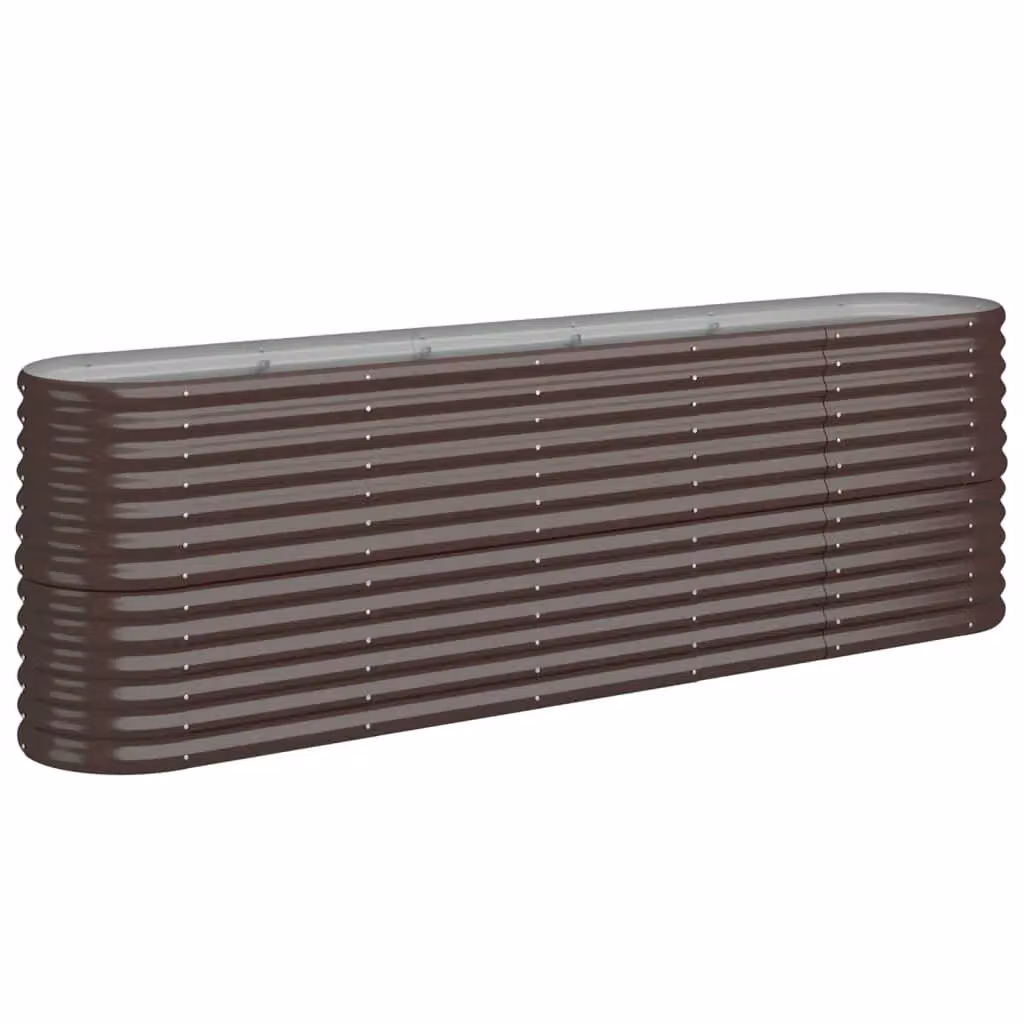 Berkfield Home Garden Powder-coated Steel Raised Bed in Brown, W/D/H: 224 x 40 x 68 cm – 2