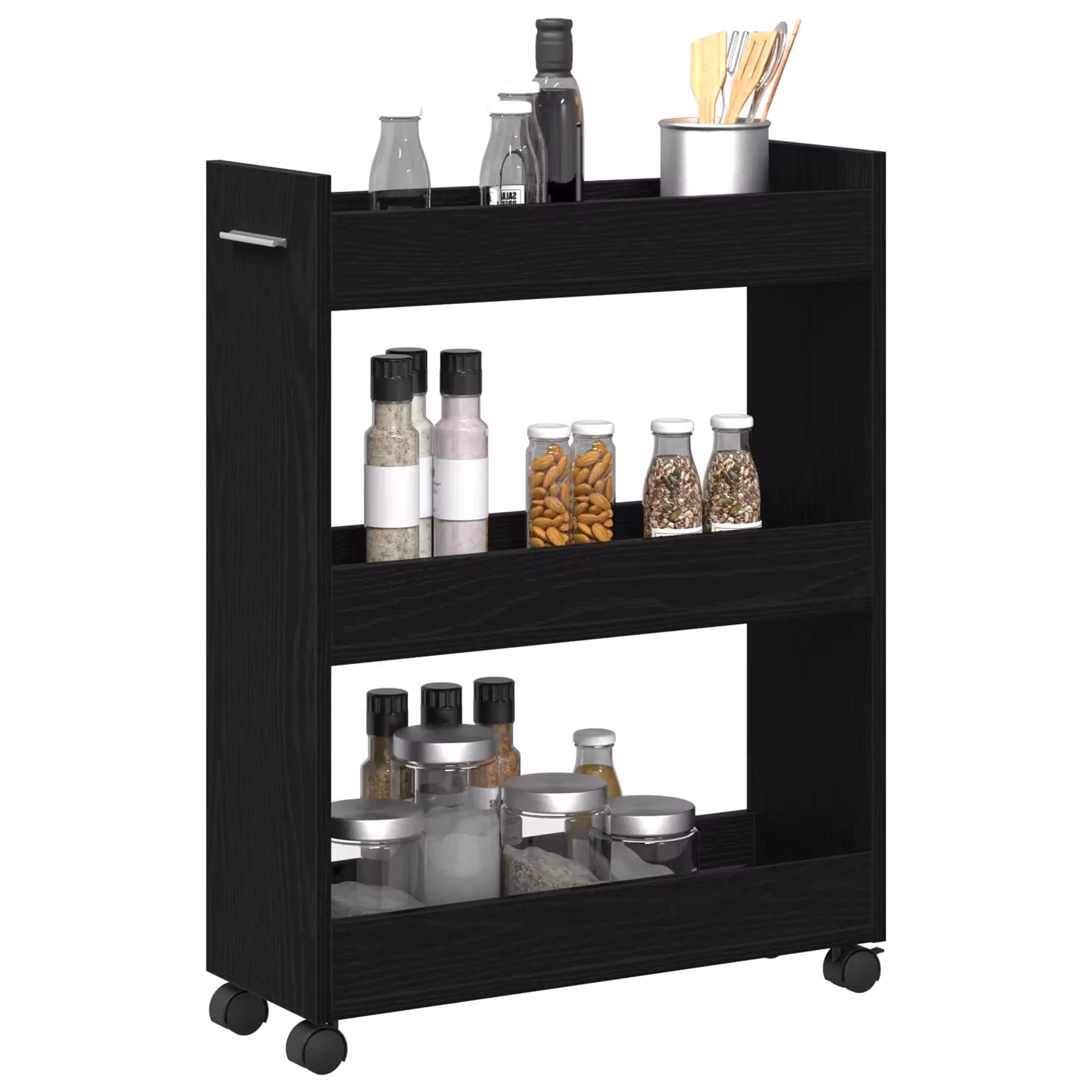 Berkfield Home Rolling Cabinet in Black Oak, W/D/H: 60 x 22 x 79 cm – 3