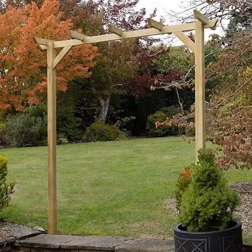 Forest Garden Hanbury Flat Top Arch in Brown Wood – 2