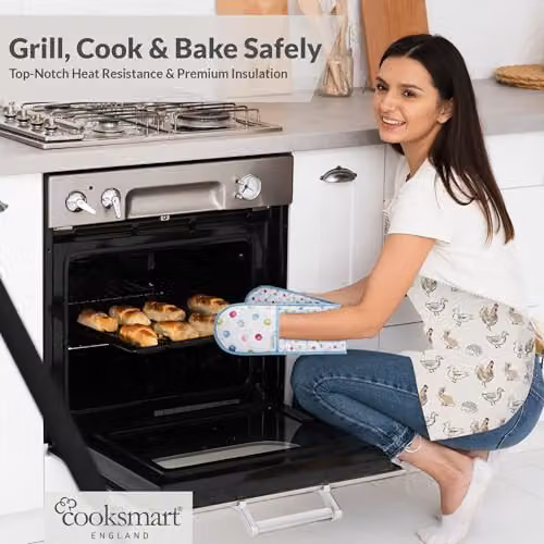 Cooksmart Non-Slip Multicolour Cotton Double Oven Gloves – 5