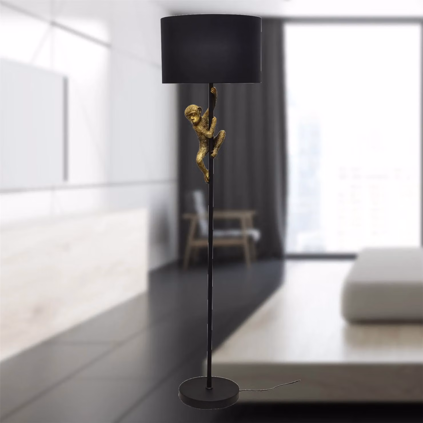 First Choice Lighting Norman Monkey Floor Lamp in Black and Gold/Brass – 3
