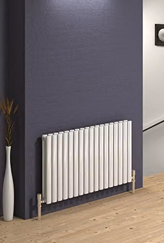 Reina Neva White Steel Horizontal Designer Radiator H 55 cm x W 59 cm