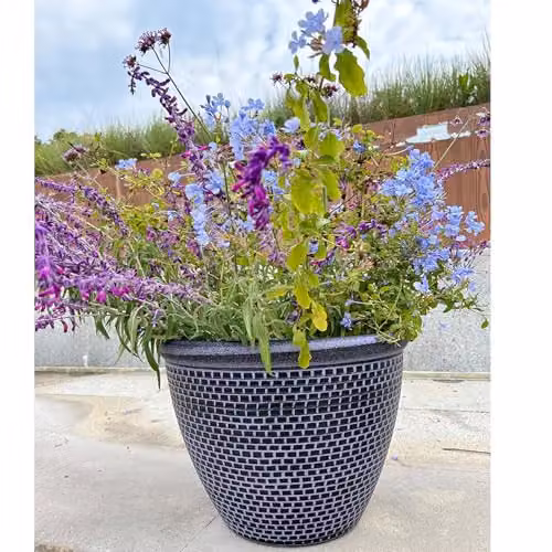 Gr8 Garden Cromarty Round Plastic Plant Pot Planter, Purple, Pack of 2, Diameter: 36 cm – 2
