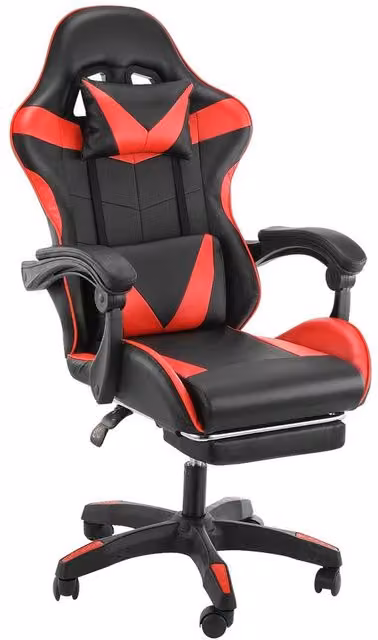 NESTLUNE Ergonomic Gaming Chair with Footrest and Headrest in Black – 1