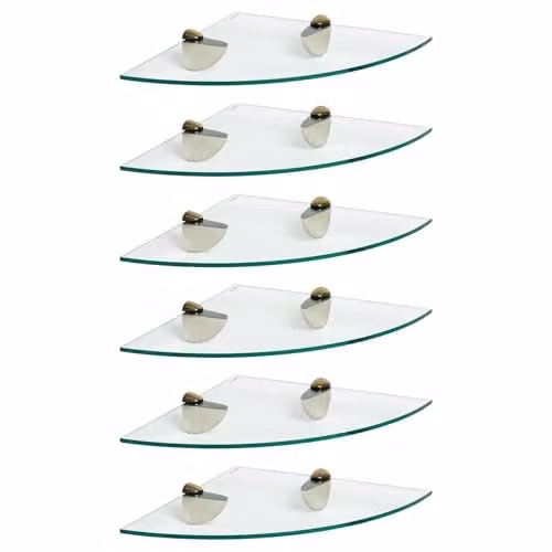 Harbour Housewares 6x Wall-Mounted Glass Corner Shelves in Gold and Transparent, W/D/H: 30 x 30 x 30 cm – 1
