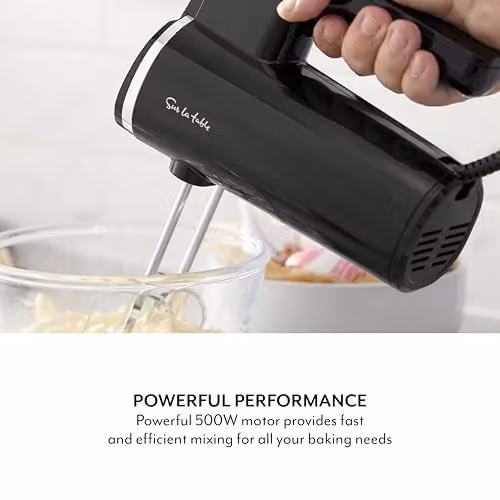 Sur La Table Core Digital Electric Hand Mixer with Digital Display and Dishwasher Safe Parts, 500W, Black – 4