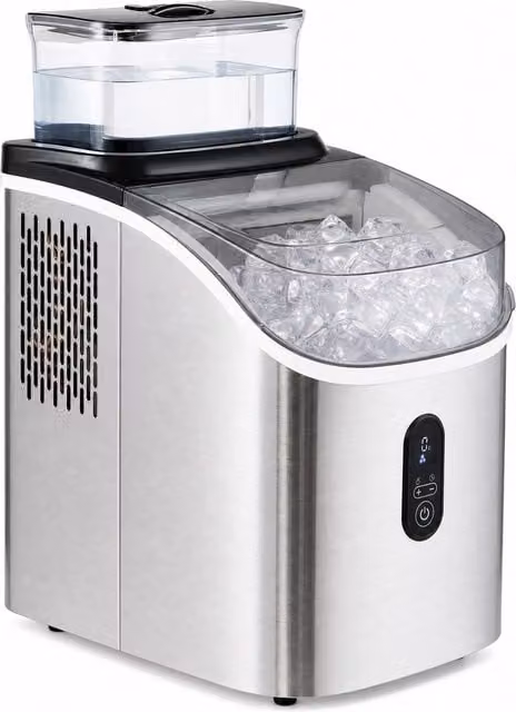 Costway Self Cleaning Countertop Ice Cube Maker in Silver with Timer and Stainless Steel Finish