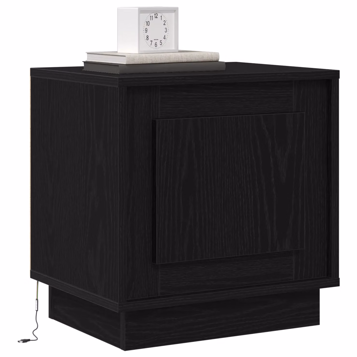 Berkfield Home Set of 2 Modern Black Oak Bedside Cabinets with Integrated LED Lights, W/D/H: 44 x 34 x 45 cm – 3
