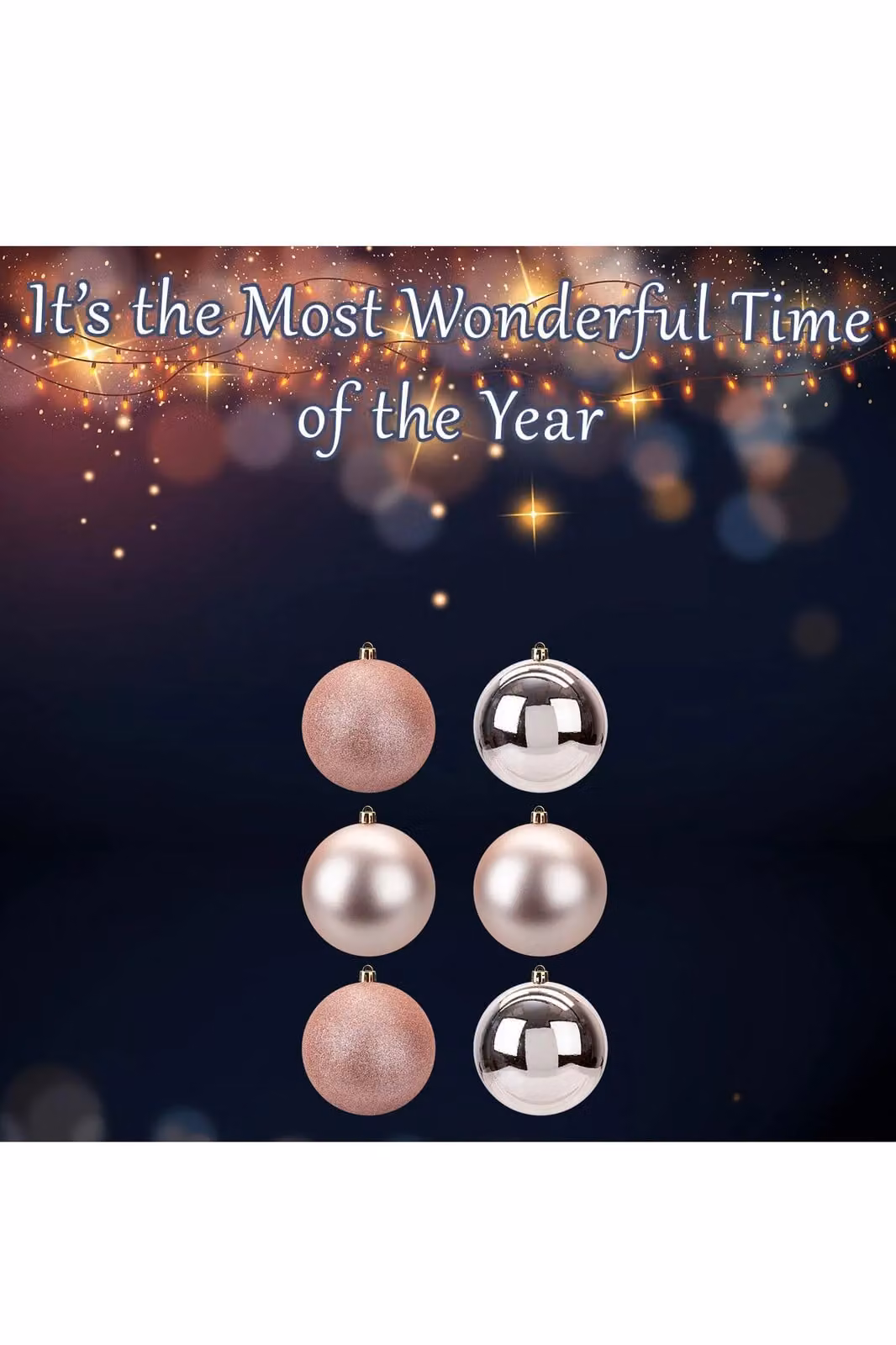 VFM e-Store Set of 6 Gold Round Christmas Bauble Hanging Tree Ornaments, 10 cm – 3