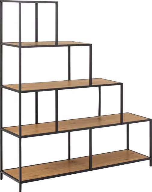 Furniture To Go Seaford Bookcase with 4 Shelves in Black and Oak – 1