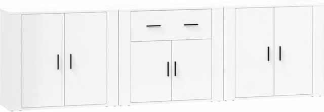 Berkfield Home 3-Piece White Engineered Wood Wall-Mounted Sideboard Set