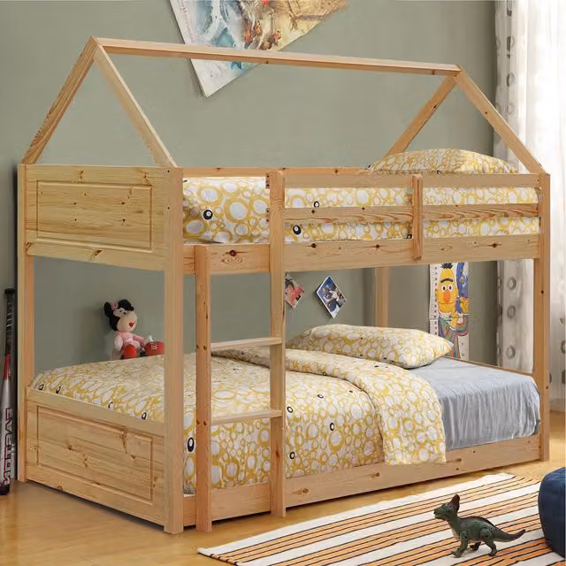 Comfy Living Scandinavian Style Solid Wood House Frame Bunk Bed for Children, W/D/H: 90 x 190 cm