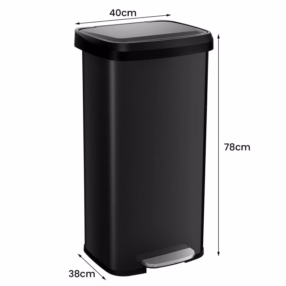 Costway 68L Stainless Steel Recycling Pedal Bin with Lid and Handle in Black – 2