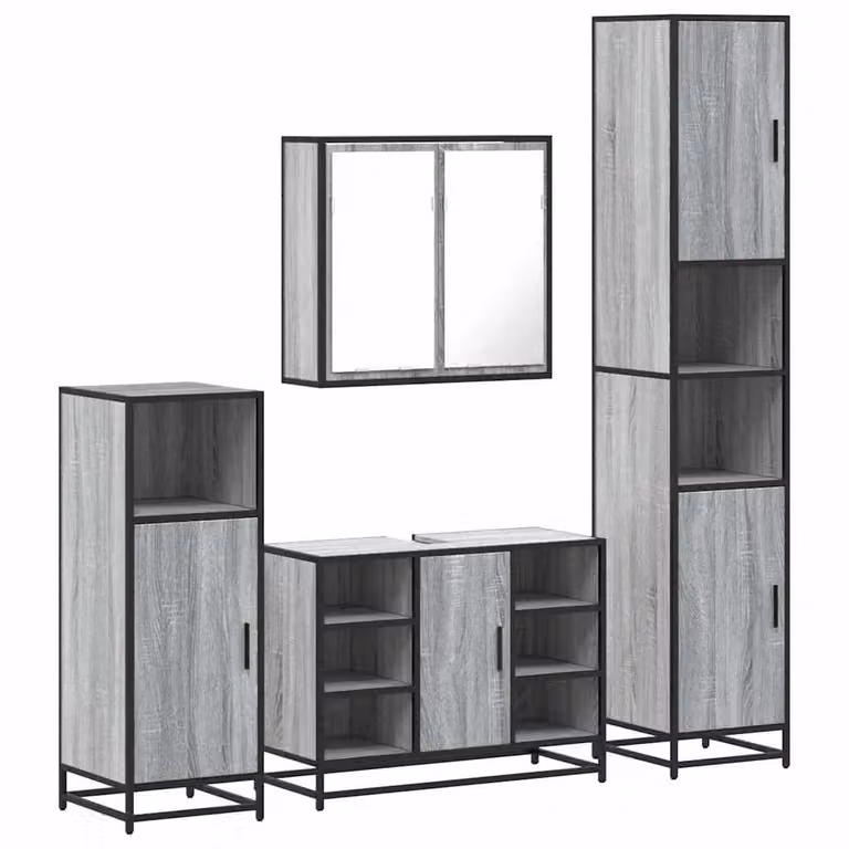 Berkfield Home 4-Piece Industrial Bathroom Furniture Set in Smoked Oak and Brown