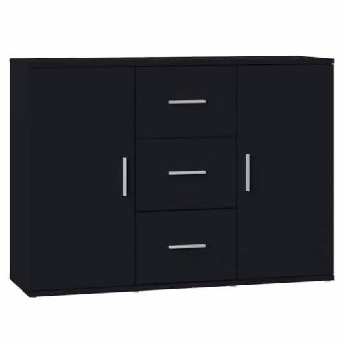 vidaXL Modern Black Sideboard in Matt MDF, W/D/H: 91 x 29.5 x 65 cm – 1