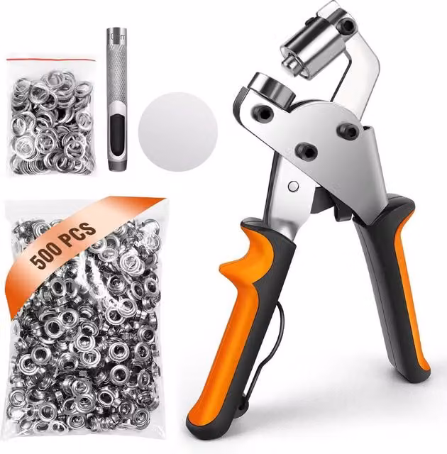 FLAVORA Silver Steel 10mm Eyelet Press Pliers Manual Handheld Tool