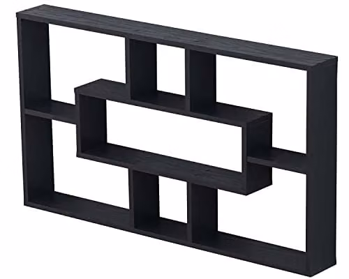 SPOT ON DEALZ Black Multi-Compartment Wall Mounted Floating Shelf for Living Room or Bedroom