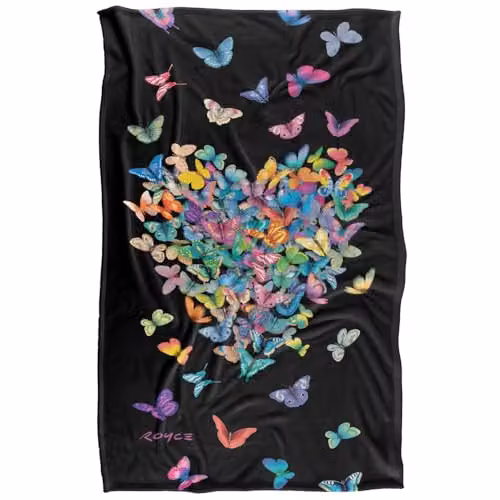 JQ Licensing Royce Mcclure Wildheart Butterflies Silky Touch Super Soft Fleece Throw Blanket, Multicolour, W/D/H: 91 x 147 cm