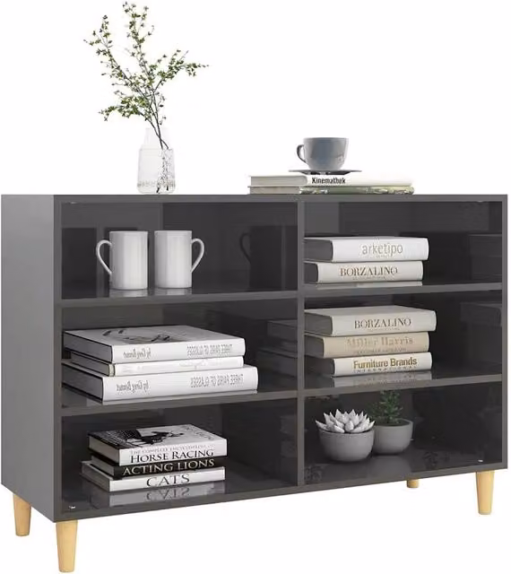 Berkfield Home Modern High Gloss Grey Sideboard, W/D/H: 103.5 x 35 x 70 cm – 1