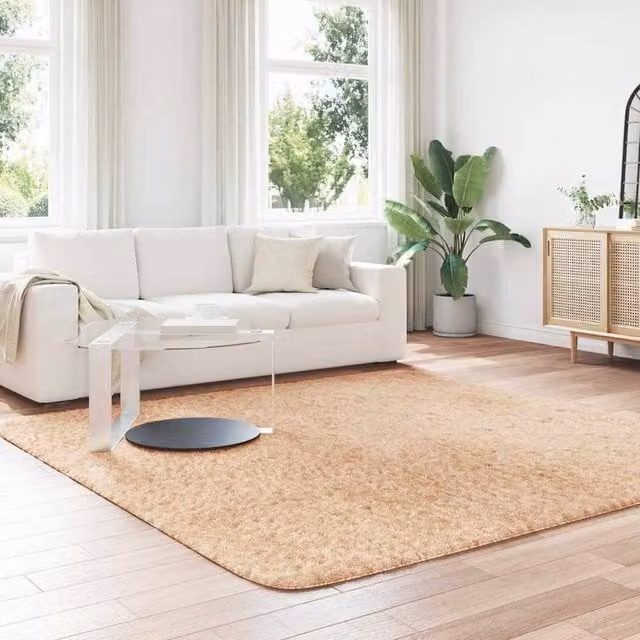 Berkfield Home NAVARRA Shaggy High Pile Rug, Beige, W/D: 240 x 240 cm – 1