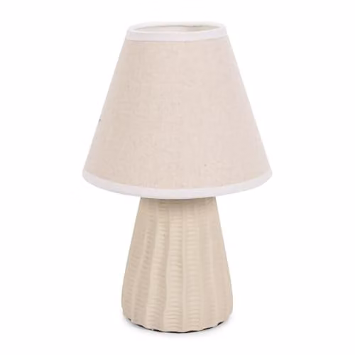 ValueLights Saskia Modern Ceramic Table Lamp with Beige Fabric Tapered Lampshade
