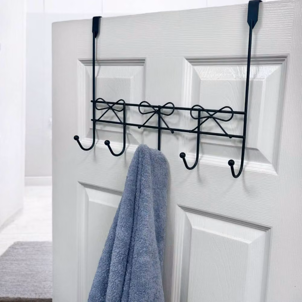 Showerdrape Over Door Hanging Storage Hooks in Black Metal – 2