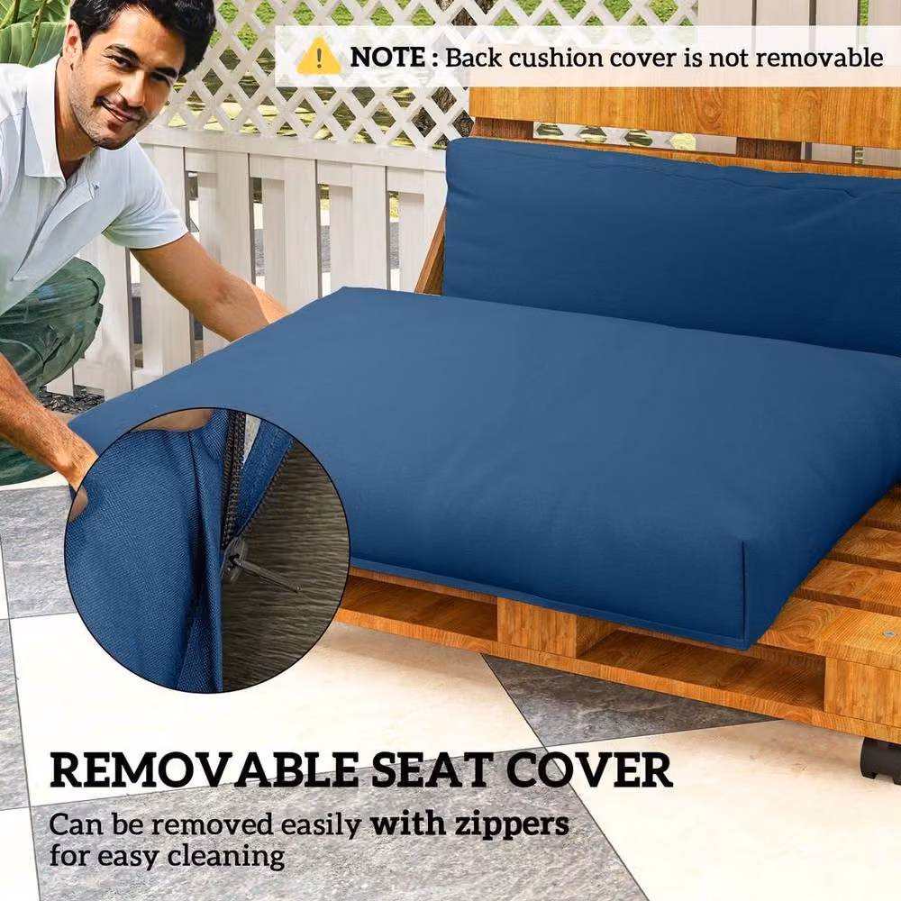 Kelvenix 2 Seat Pallet Cushions in Blue, 20cm Thick Outdoor Seat Pads, W: 125 cm x D: 190 cm – 3