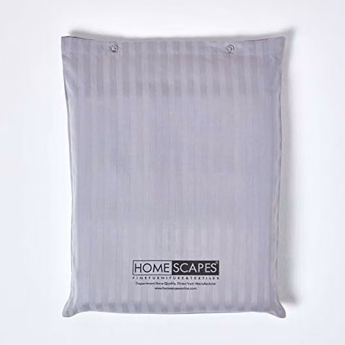 Homescapes Grey Egyptian Cotton Mako Satin Stripe Flat Sheet, 330 Thread Count, W/D/H: 140 x 200 cm – 2