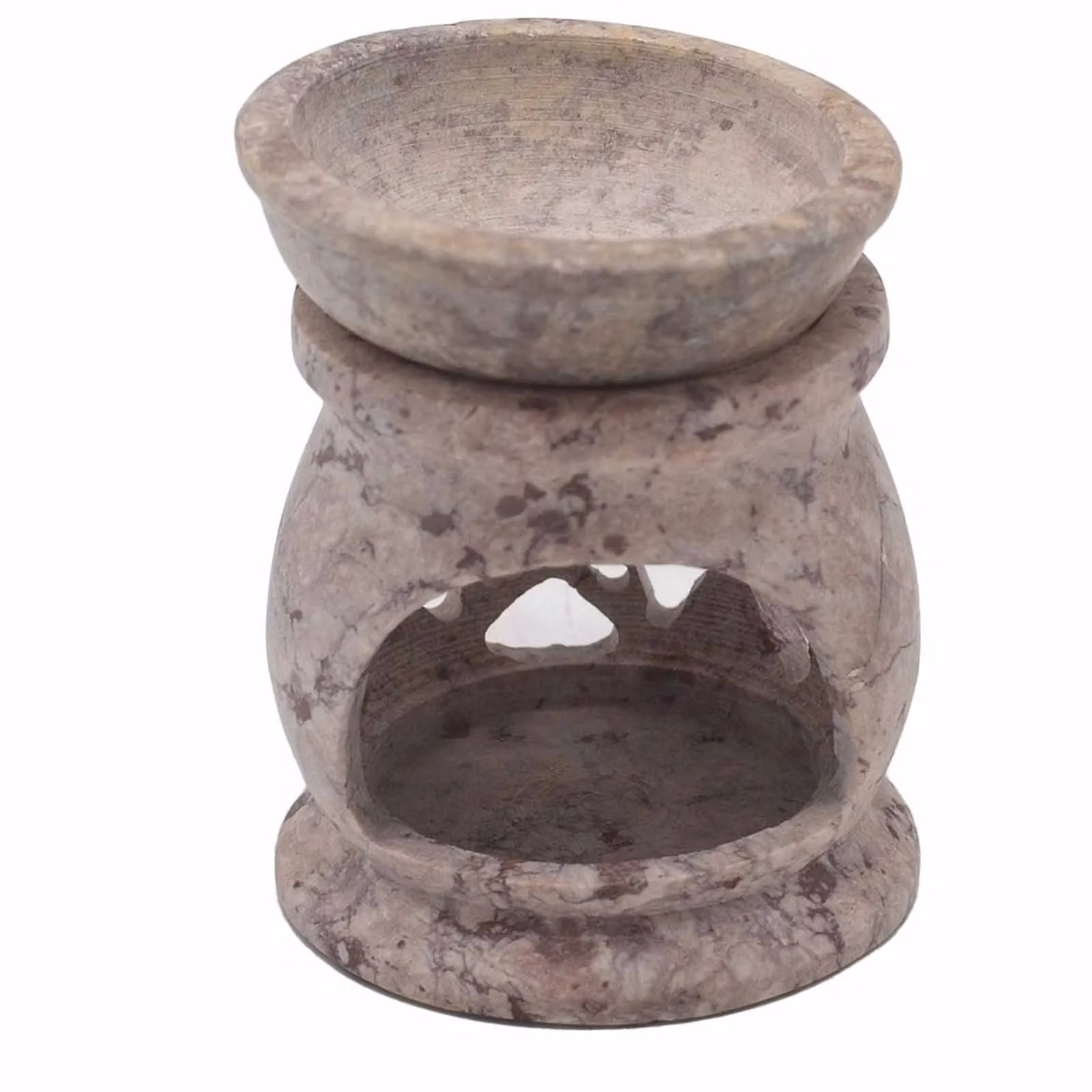 KDMD Three Moon Pentagon Soapstone Oil Burner in Brown, 8 cm – 3