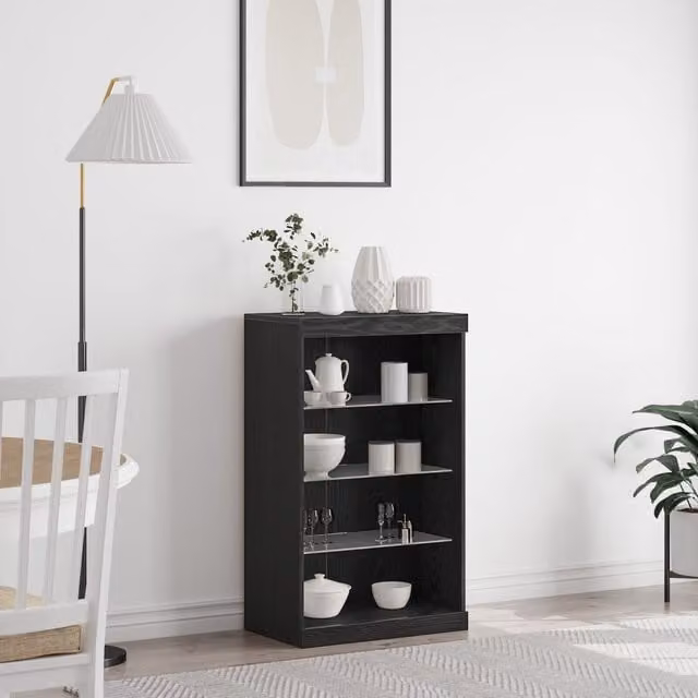 Berkfield Home Black Oak Sideboard with Integrated LED Lighting W/D/H: 5 x 37 x 100 cm – 1