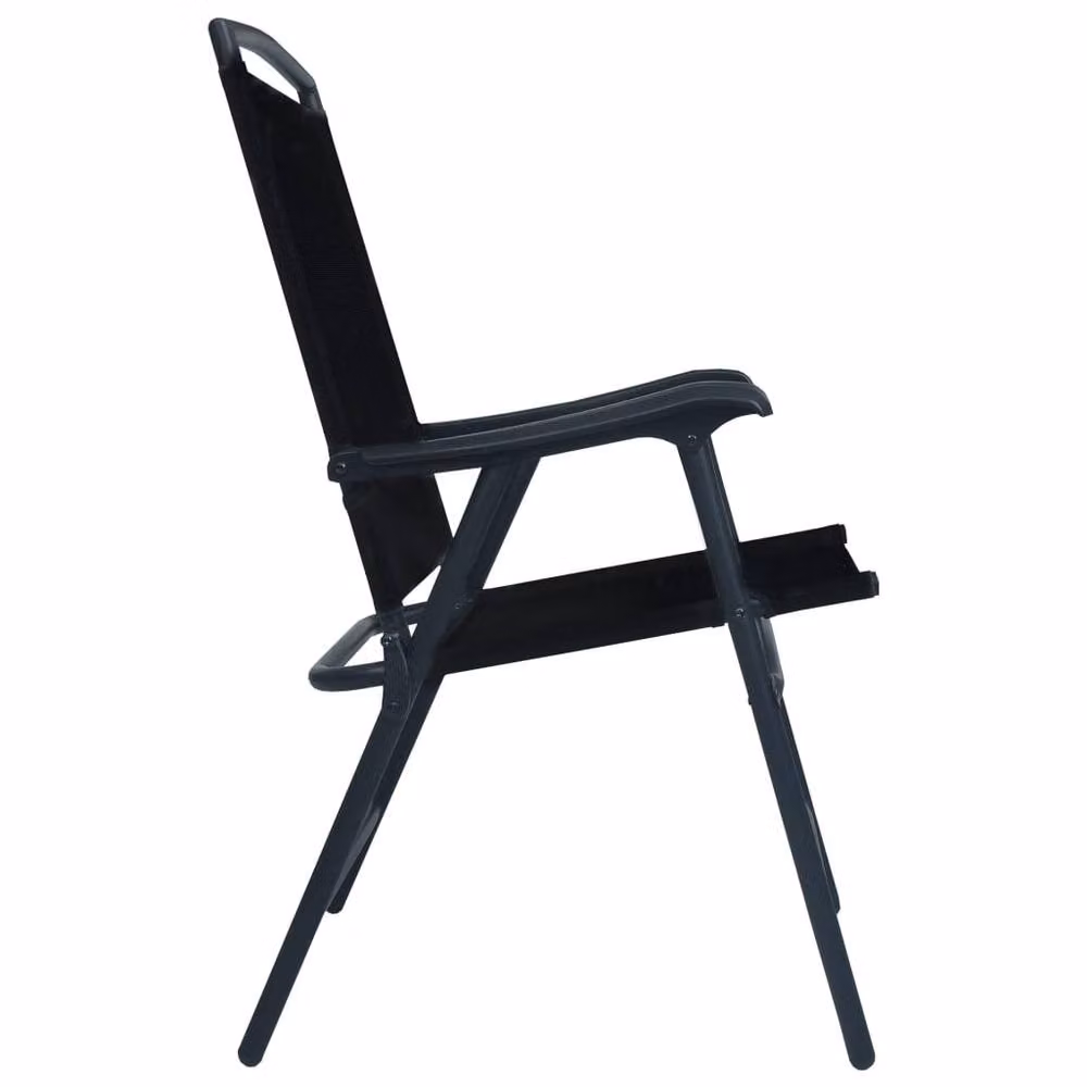 Berkfield Home Set of 2 Folding Garden Chairs in Black Texilene with Metal Frame – 4
