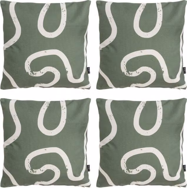 ICON Squiggle Kyoto Square Outdoor Cushion in Beige, Yellow and Green