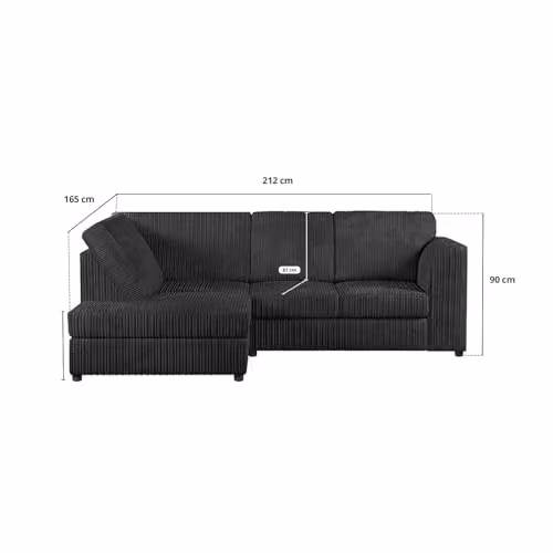 SOFASELECTION UK Jumbo Cord High Back 4 Seater Left Hand Facing Corner Sofa in Brown or Black – 3