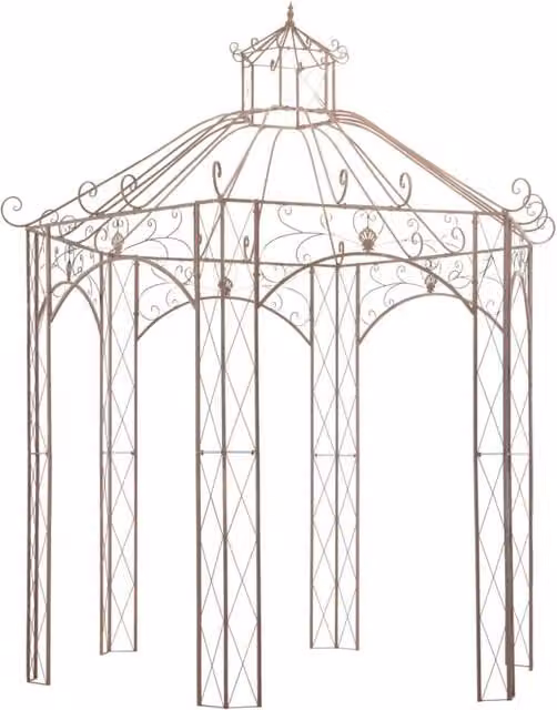 Berkfield Home Garden Pavilion in Antique Brown Metal, W: 300 cm, H: 344 cm