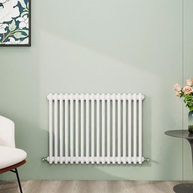 AicaBathroom Horizontal Traditional Cast Iron Style 2 Column Steel Radiator in White, W/D/H: 83 x 60 x 60 cm