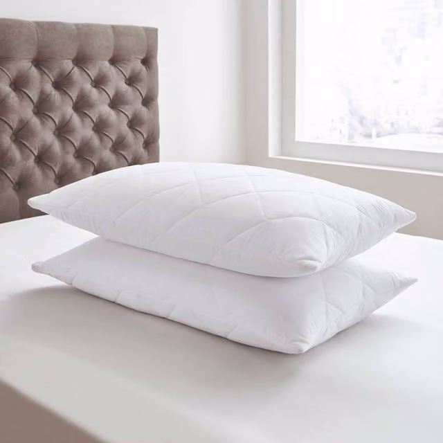 Bedeck of Belfast White Quilted Cotton Percale Pillowcase Protectors, Pack of 2