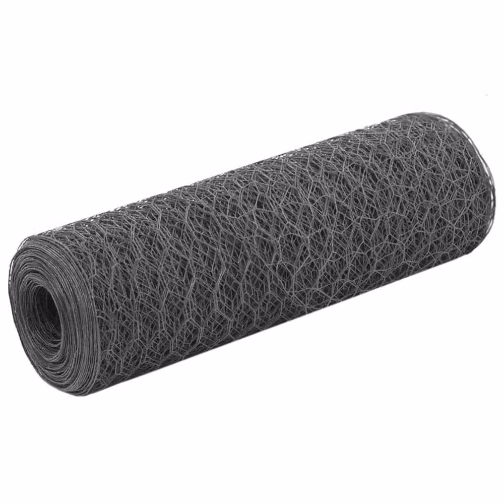 Berkfield Home Grey PVC Coated Steel Chicken Wire Fence, 25 x 0.5 m – 2