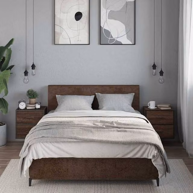 Berkfield Home Set of 2 Durable Wall-mounted Bedside Cabinets in Brown Oak, W: 40 cm, D: 31 cm, H: 39.5 cm – 1
